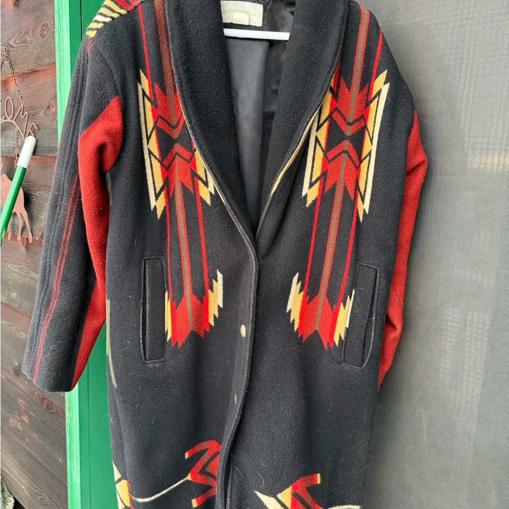 Native wool blanket coat made in Santa Fe. M